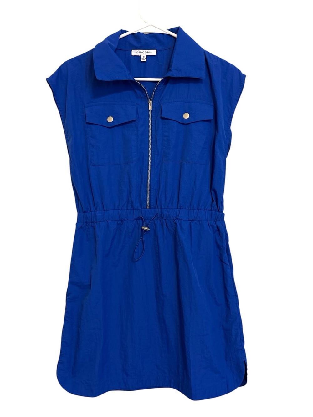 2/$30 Cloud Ten Royal Blue Utility Shirt Dress Medium Zip Front Pockets